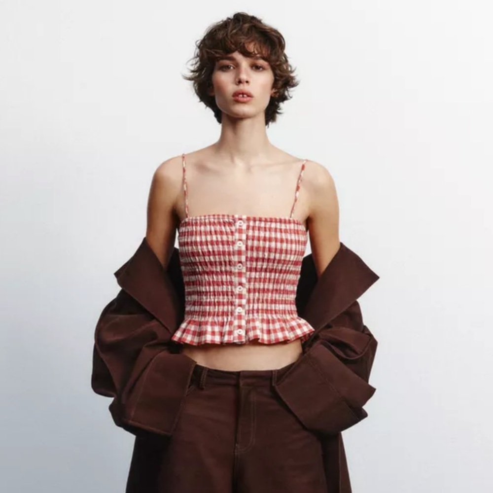 Zara Gingham Peplum Tank